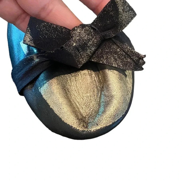 Pedro Garcia Black And Gold Ballet Leather Flats - Picture 8 of 8